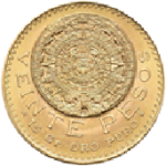 moneda de oro 20 pesos azteca