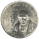 moneda de plata 5 pesos año hidalgo